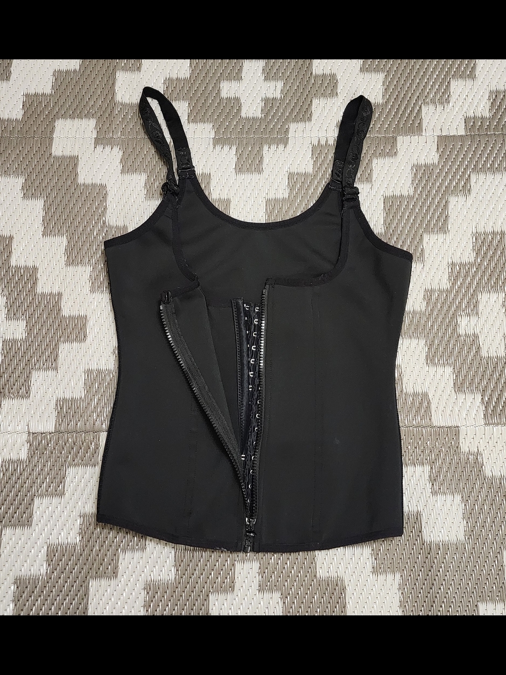 Black Slimming Shapewear Tank Top with Front Zipper